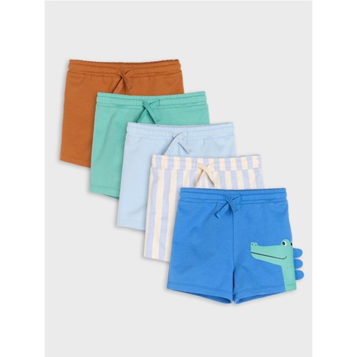 Sinsay - Szorty z ozdobną naszywką i aplikacją 3d 5 pack - mid blue Sinsay 74 (6-9 m) Sinsay