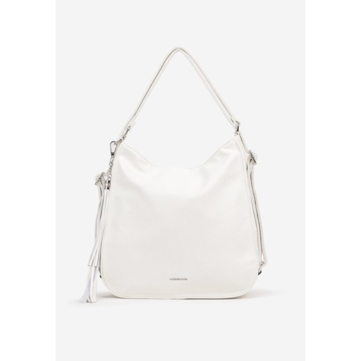 Biała Torebka na Ramię z Brelokiem z Frędzlami Helkio ze sklepu born2be.pl w kategorii Torby Shopper bag - zdjęcie 182013117