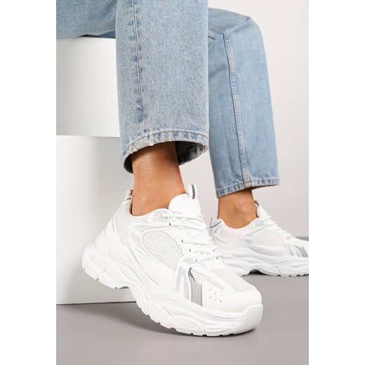 Białe Sneakersy Vices na Platformie Ozdobione Tłoczeniem Natiselle ze sklepu renee.pl w kategorii Buty sportowe damskie - zdjęcie 182013846