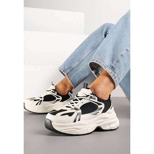 Beżowo-Czarne Sneakersy Vices na Platformie Ozdobione Tłoczeniem Natiselle ze sklepu renee.pl w kategorii Buty sportowe damskie - zdjęcie 182013858