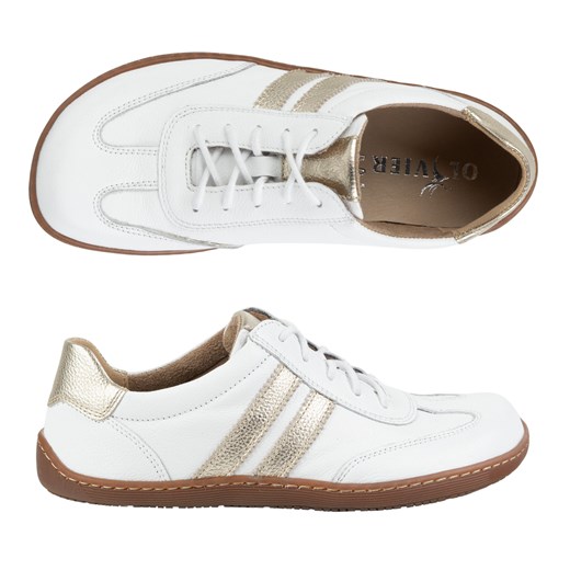 Buty BAREFOOT damskie skórzane minimalistyczne 1287 białe ze złotym sneakersy ze sklepu butyolivier w kategorii Półbuty damskie - zdjęcie 182018318