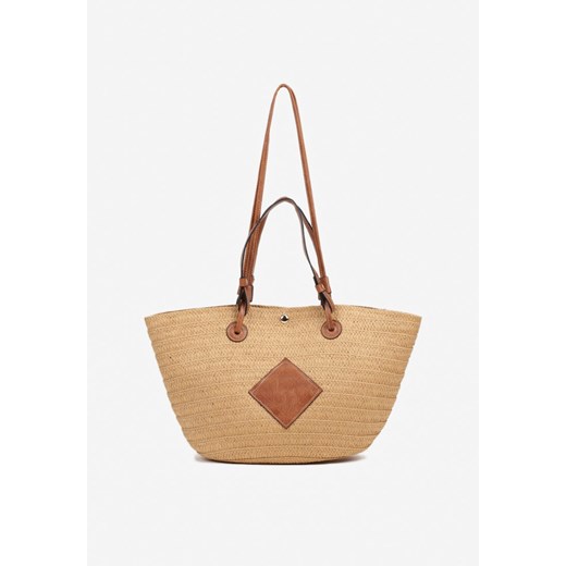Ciemnobeżowa Torebka w Stylu Boho z Plecionki Galofina ze sklepu born2be.pl w kategorii Torby Shopper bag - zdjęcie 182019886
