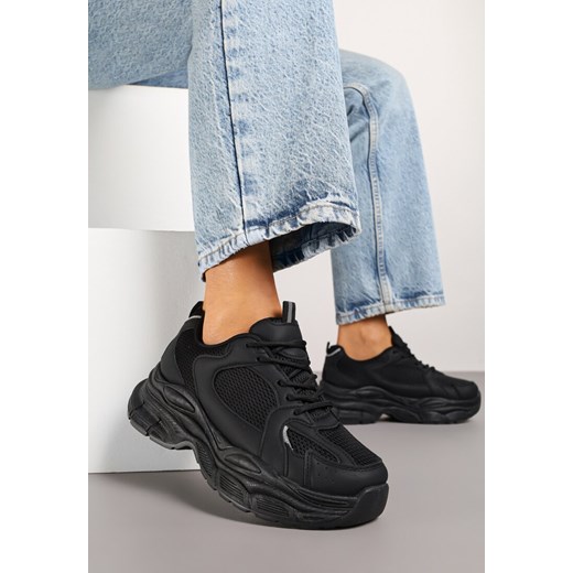 Czarne Sneakersy Vices na Platformie Ozdobione Tłoczeniem Natiselle ze sklepu renee.pl w kategorii Buty sportowe damskie - zdjęcie 182020907