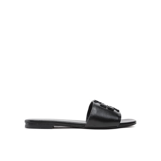Klapki Tory Burch Double Stack Logo Slide 149466 Czarny ze sklepu eobuwie.pl w kategorii Klapki damskie - zdjęcie 182022567