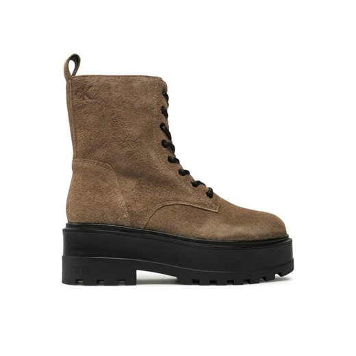 Trapery Calvin Klein Jeans Flatform Zip Laceup Mg S YW0YW01554 Brązowy ze sklepu eobuwie.pl w kategorii Botki - zdjęcie 182023425