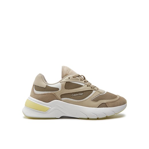 Sneakersy Calvin Klein Runner Lace Up Mesh Mix HW0HW01904 Brązowy ze sklepu eobuwie.pl w kategorii Buty sportowe damskie - zdjęcie 182024207