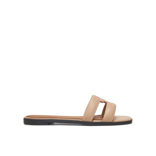 Klapki Tommy Hilfiger Th Logo Strap Mule FW0FW08671 Beżowy Tommy Hilfiger 37 eobuwie.pl
