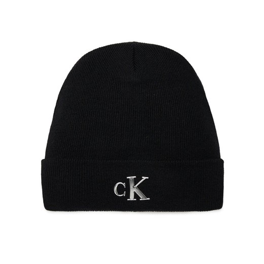 Czapka Calvin Klein Jeans Minimal Monogram Beanie K60K611542 Czarny ze sklepu eobuwie.pl w kategorii Czapki zimowe damskie - zdjęcie 182026519