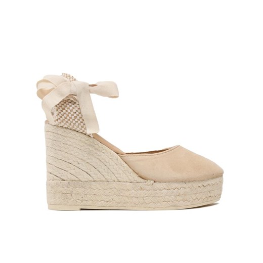 Espadryle Manebi Soft Suede Wedge Espadrilles M 1.1 WV Beżowy ze sklepu eobuwie.pl w kategorii Sandały damskie - zdjęcie 182026526