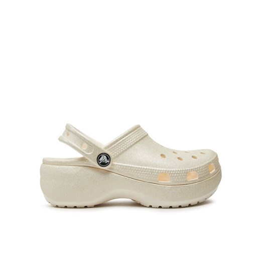 Klapki Crocs Classic Platform Glitter Clog W 207241 Écru Crocs 42_43 eobuwie.pl