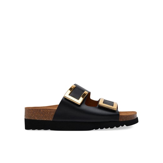 Klapki Scholl Mules Black Monterey 2 Straps Ad F305841004 1004 Czarny ze sklepu eobuwie.pl w kategorii Klapki damskie - zdjęcie 182027558