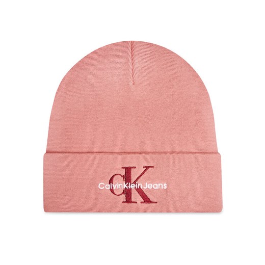 Czapka Calvin Klein Mono Logo Embro K60K612668 Różowy ze sklepu eobuwie.pl w kategorii Czapki zimowe damskie - zdjęcie 182028168