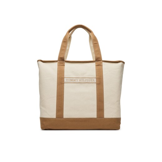 Torebka Tommy Hilfiger Th Summer Canvas Tote AW0AW17421 Beżowy Tommy Hilfiger 00 eobuwie.pl
