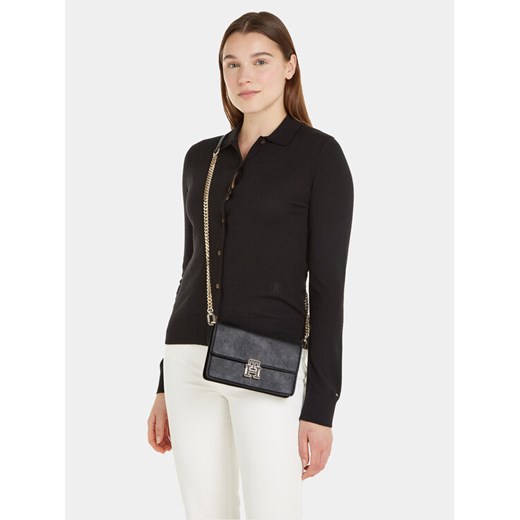 Torebka Tommy Hilfiger Pushlock Leather Small Crossover AW0AW15227 Czarny Tommy Hilfiger 00 eobuwie.pl