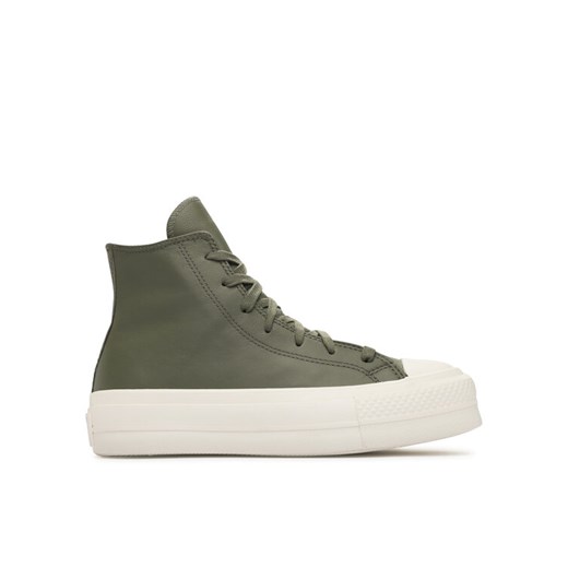 Trampki Converse Chuck Taylor All Star Lift Platform Leather A07131C Zielony ze sklepu eobuwie.pl w kategorii Trampki damskie - zdjęcie 182030458