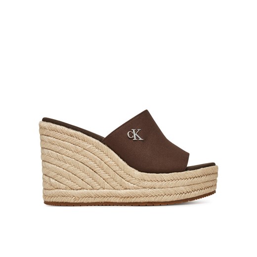 Klapki Calvin Klein Wedge Rope Slide Mg YW0YW01699 Brązowy ze sklepu eobuwie.pl w kategorii Klapki damskie - zdjęcie 182030706