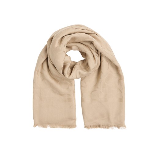 Chusta Calvin Klein Shiny Jacquard Monogram K60K612974 Beżowy ze sklepu eobuwie.pl w kategorii Szaliki i chusty damskie - zdjęcie 182030716