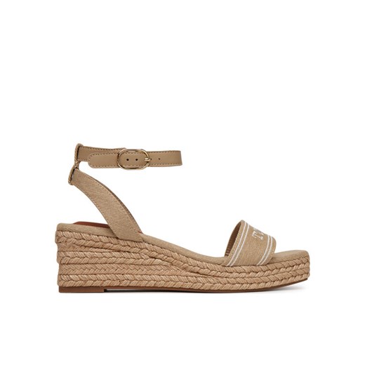 Espadryle Tommy Hilfiger Tommy Hilfiger Espad Mid Wedge FW0FW08805 Beżowy ze sklepu eobuwie.pl w kategorii Espadryle damskie - zdjęcie 182030908