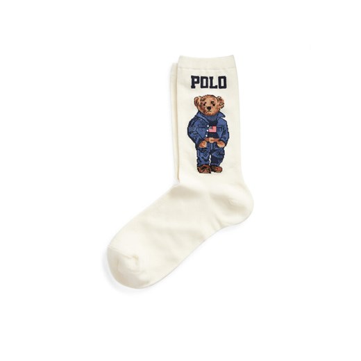 Skarpety wysokie damskie Polo Ralph Lauren 455792964001 Biały ze sklepu eobuwie.pl w kategorii Skarpetki damskie - zdjęcie 182031788
