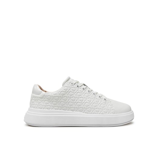 Sneakersy Calvin Klein Cupsole Lace Up Saff Mono HW0HW02103 Biały ze sklepu eobuwie.pl w kategorii Buty sportowe damskie - zdjęcie 182031977