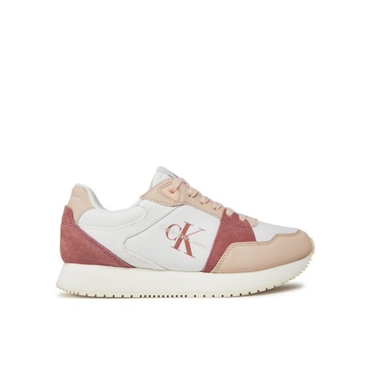 Sneakersy Calvin Klein Jeans Runner Low Lace Mix Ml Btw YW0YW01436 Biały ze sklepu eobuwie.pl w kategorii Buty sportowe damskie - zdjęcie 182032148