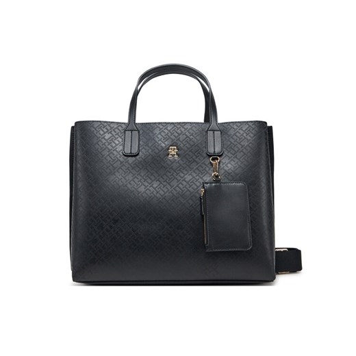 Torebka Tommy Hilfiger Th Distinct Satchel Mono AW0AW17174 Czarny ze sklepu eobuwie.pl w kategorii Torebki damskie - zdjęcie 182032737