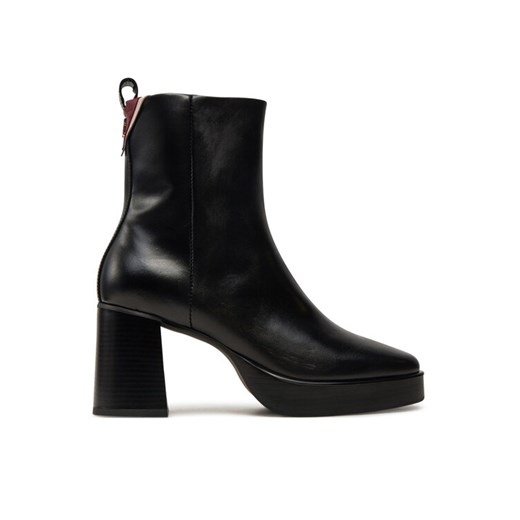 Botki Tommy Hilfiger Premium Leather High Heel Bootie FW0FW08100 Czarny ze sklepu eobuwie.pl w kategorii Botki - zdjęcie 182032777