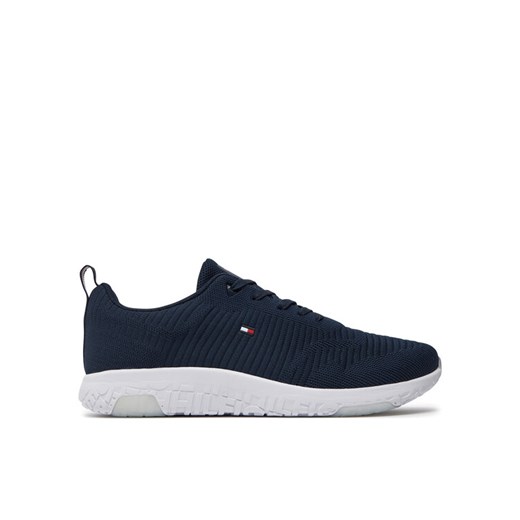 Sneakersy Tommy Hilfiger Corporate Knit Rib Runner FM0FM02838 Granatowy ze sklepu eobuwie.pl w kategorii Buty sportowe męskie - zdjęcie 182032875