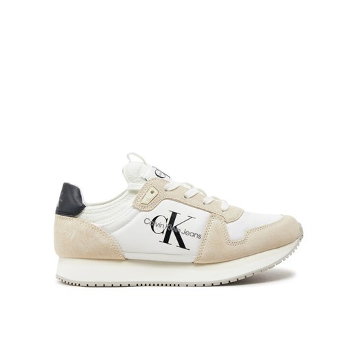 Sneakersy Calvin Klein Jeans Runner Sock Laceup Ny-Lth Wn YW0YW00840 Biały ze sklepu eobuwie.pl w kategorii Buty sportowe damskie - zdjęcie 182033596