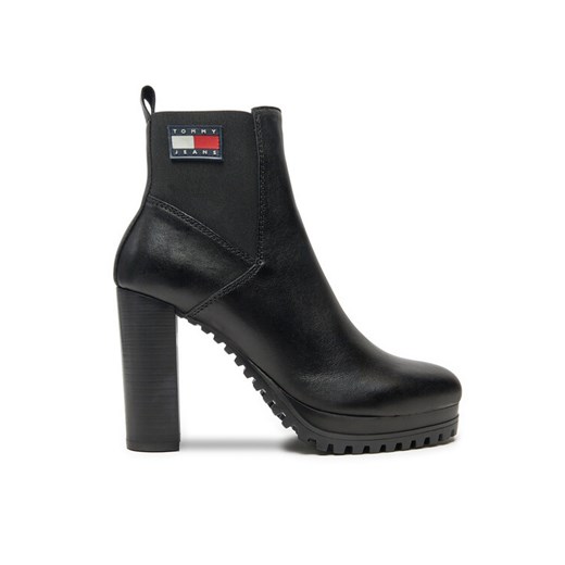 Botki Tommy Jeans Tjw New Ess High Heel Boot EN0EN02439 Czarny ze sklepu eobuwie.pl w kategorii Botki - zdjęcie 182034217
