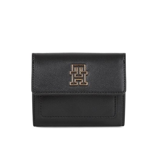 Mały Portfel Damski Tommy Hilfiger Th Timeless Med Flap W Bill AW0AW15258 Czarny ze sklepu eobuwie.pl w kategorii Portfele damskie - zdjęcie 182034789