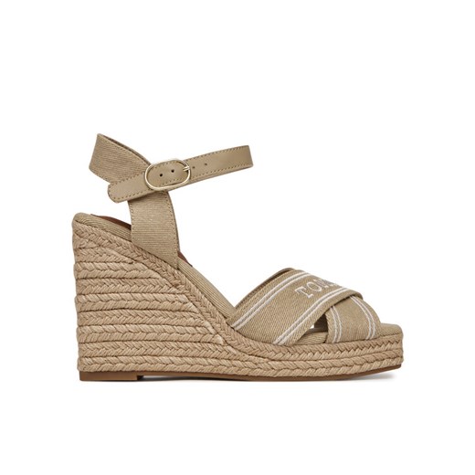 Espadryle Tommy Hilfiger Tommy Hilfiger Espad High Wedge FW0FW08668 Beżowy ze sklepu eobuwie.pl w kategorii Espadryle damskie - zdjęcie 182036105
