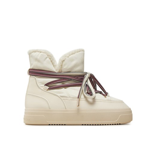 Śniegowce Tommy Hilfiger Snowboot Monogram Faux Fur FW0FW08389 Beżowy ze sklepu eobuwie.pl w kategorii Śniegowce damskie - zdjęcie 182036396