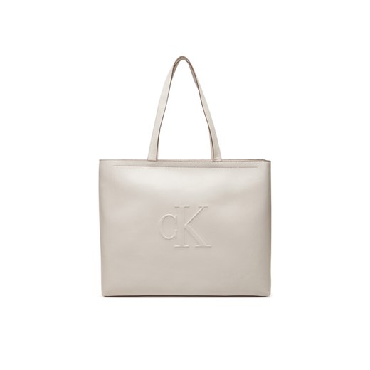Torebka Calvin Klein Jeans Sculpted Slim Tote34 LV04K3070G Écru ze sklepu eobuwie.pl w kategorii Torby Shopper bag - zdjęcie 182036877