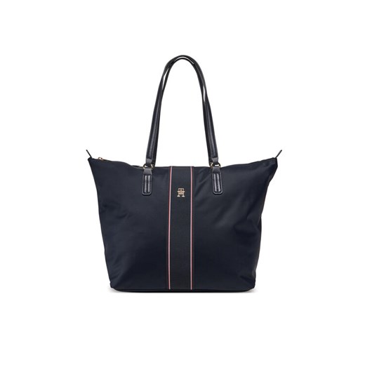 Torebka Tommy Hilfiger Poppy Tote Corp AW0AW17205 Granatowy ze sklepu eobuwie.pl w kategorii Torby Shopper bag - zdjęcie 182036966