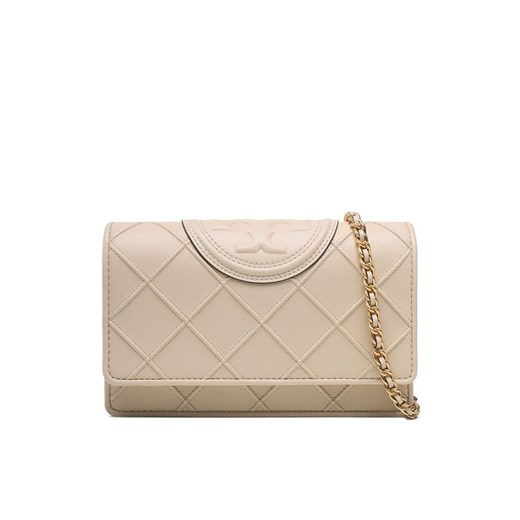 Torebka Tory Burch Fleming Soft Chain Wallet 138853 Beżowy ze sklepu eobuwie.pl w kategorii Kopertówki - zdjęcie 182037106