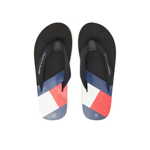 Japonki Tommy Hilfiger T3X8-33908-0058 S Czarny ze sklepu eobuwie.pl w kategorii Klapki dziecięce - zdjęcie 182037265