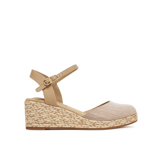 Espadryle Tommy Hilfiger Chambray Mid Wedge Espad FW0FW08477 Beżowy ze sklepu eobuwie.pl w kategorii Espadryle damskie - zdjęcie 182038298