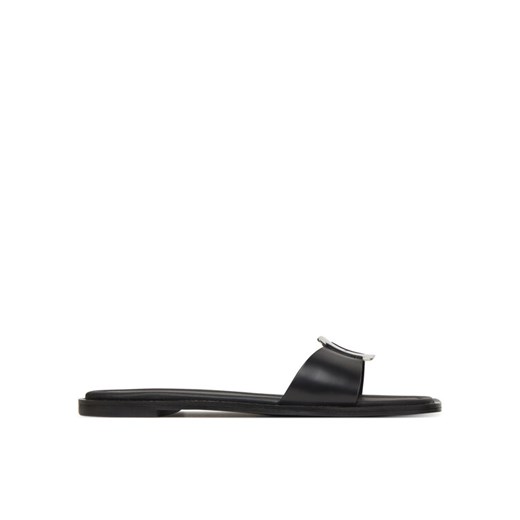 Klapki Calvin Klein Flat Slide W/Ck Hw Big - Lth HW0HW02482 Czarny ze sklepu eobuwie.pl w kategorii Klapki damskie - zdjęcie 182039305