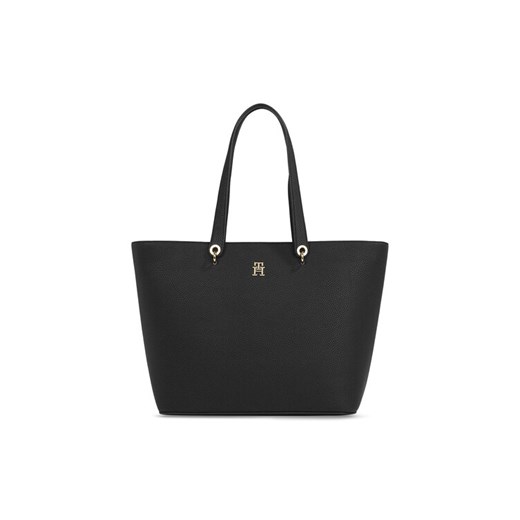 Torebka Tommy Hilfiger Th Emblem Tote AW0AW15178 Czarny ze sklepu eobuwie.pl w kategorii Torby Shopper bag - zdjęcie 182040656