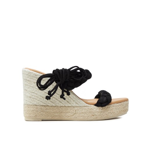 Espadryle Manebi Hamptons Two Braided Bands Wedge Espadrilles K 1.0 WE Czarny ze sklepu eobuwie.pl w kategorii Espadryle damskie - zdjęcie 182041229
