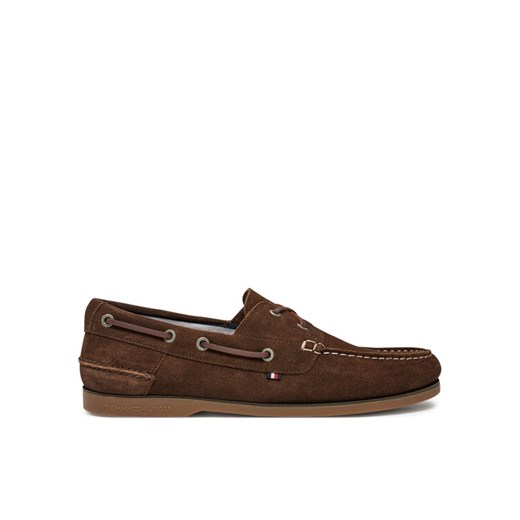 Półbuty Tommy Hilfiger Th Boat Shoe Core Suede FM0FM05387 Brązowy ze sklepu eobuwie.pl w kategorii Mokasyny męskie - zdjęcie 182041766