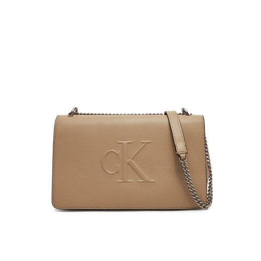 Torebka Calvin Klein Jeans Sculpted Ew Flap25 Shoulder Bag LV04K3035G Beżowy ze sklepu eobuwie.pl w kategorii Kopertówki - zdjęcie 182042145