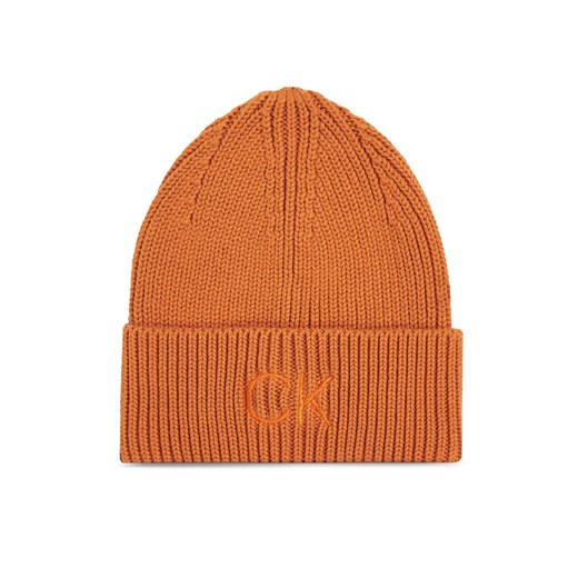 Czapka Calvin Klein Re-Lock Beanie W/Emb K60K608660 Brązowy ze sklepu eobuwie.pl w kategorii Czapki zimowe damskie - zdjęcie 182042457