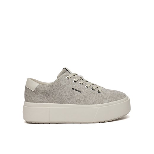 Sneakersy Calvin Klein Flatform Cup Lace Up W/Ml Felt HW0HW02325 Szary ze sklepu eobuwie.pl w kategorii Buty sportowe damskie - zdjęcie 182042527