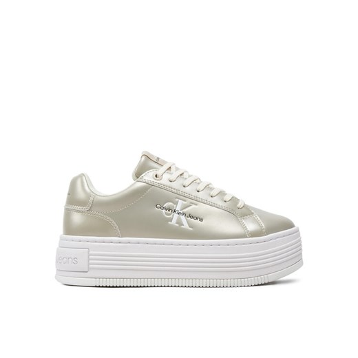 Sneakersy Calvin Klein Jeans Bold Platf Low Lace Lth Ml Mtl YW0YW01464 Écru 41 eobuwie.pl