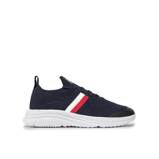 Sneakersy Tommy Hilfiger Modern Runner Knit Stripes Ess FM0FM04798 Granatowy ze sklepu eobuwie.pl w kategorii Buty sportowe męskie - zdjęcie 182043585