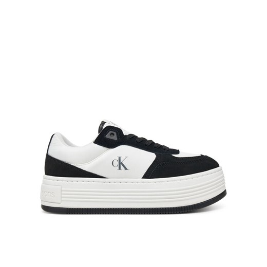 Sneakersy Calvin Klein Jeans Bold Flatf Low Lace Mix YW0YW01742 Biały ze sklepu eobuwie.pl w kategorii Buty sportowe damskie - zdjęcie 182043688