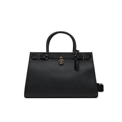Torebka Tommy Hilfiger American Icon Tote Leather AW0AW17185 Czarny ze sklepu eobuwie.pl w kategorii Kuferki - zdjęcie 182044535