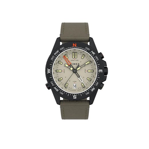 Zegarek Timex Tide-Temp-Compass 43mm Eco-Friendly Strap TW2V21800 Czarny ze sklepu eobuwie.pl w kategorii Zegarki - zdjęcie 182044677